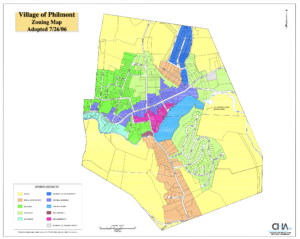 A map showing the zoning districts of Philmont