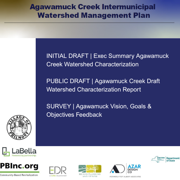 Poster on white background with a grey header, a blue square in the main content area, and 7 logos at the bottom.